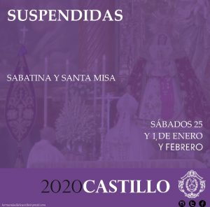 Suspendidas Sabatina y Santa Misa